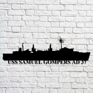 Uss Samuel Gompers Ad 37 Navy Ship Metal Art, Gift For Navy Veteran, Navy Ships Silhouette Metal Art, Navy Home Decor Laser Cut Metal Signs Custom Gift Ideas