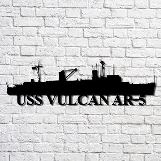 Uss Vulcan Ar5 Navy Ship Metal Art, Custom Us Navy Ship Cut Metal Sign, Gift For Navy Veteran, Navy Ships Silhouette Metal Art, Navy Home Decor Laser Cut Metal Signs Custom Gift Ideas