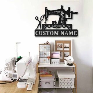 Personalized Name Old Singer Sewing Machine Sewing Room Metal House Sign Laser Cut Metal Signs Custom Gift Ideas