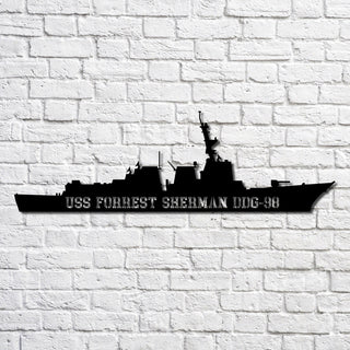 Uss Forrest Sherman Ddg98 Navy Ship Metal Art, Custom Us Navy Ship Cut Metal Sign, Gift For Navy Veteran, Navy Ships Silhouette Metal Art, Navy Home Decor Laser Cut Metal Signs Custom Gift Ideas