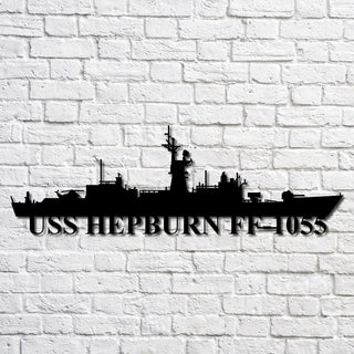 Uss Hepburn Ff1055 Navy Ship Metal Art, Custom Us Navy Ship Cut Metal Sign, Gift For Navy Veteran, Navy Ships Silhouette Metal Art, Navy Home Decor Laser Cut Metal Signs Custom Gift Ideas