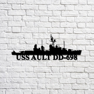 Uss Ault Dd698 Navy Ship Metal Sign, Memory Wall Metal Sign Gift For Navy Veteran, Navy Ships Silhouette Metal Sign Laser Cut Metal Signs Custom Gift Ideas