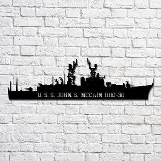 U.s.s. John S. Mccain Ddg 36 Navy Ship Metal Art, Custom Us Navy Ship Cut Metal Sign, Gift For Navy Veteran, Navy Ships Silhouette Metal Art, Navy Home Decor Laser Cut Metal Signs Custom Gift Ideas