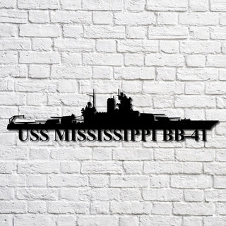 Uss Mississippi Bb41 Navy Ship Metal Art, Gift For Navy Veteran, Navy Ships Silhouette Metal Art, Navy Home Decor Laser Cut Metal Signs Custom Gift Ideas