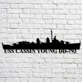 Uss Cassin Young Dd793 Navy Ship Metal Art, Custom Us Navy Ship Cut Metal Sign, Gift For Navy Veteran, Navy Ships Silhouette Metal Art, Navy Home Decor Laser Cut Metal Signs Custom Gift Ideas