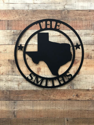 Personalized Name Texas State Circle Monogram Cut Metal Sign, Wall Decor Metal Sign, Home Decor Metal Art Laser Cut Metal Signs Custom Gift Ideas