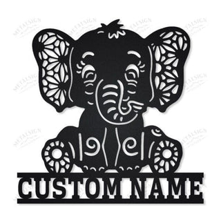 Elephant Personalized Metal Wall Decor, Cut Metal Sign, Metal Wall Art, Metal House Sign, Metal Laser Cut Metal Signs Custom Gift Ideas