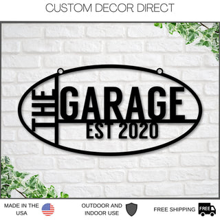 Aeticon PrintPrint Custom Garage Sign, The Garage Est Sign, Personalized Gift For Him, Husband Gift, Shop Sign, Metal Workshop Sign, Metal Sign, Workshop Sign Laser Cut Metal Signs Custom Gift Ideas