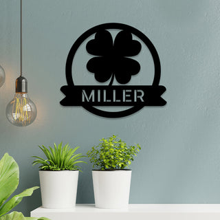 Personalized Four Leaf Clover Shamrock Irish Celtic Metal Sign, Custom St. Patrick's Day, Metal Laser Cut Metal Signs Custom Gift Ideas