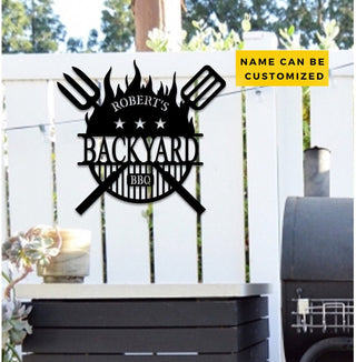 Personalized Backyard Bbq Metal Sign, Outdoor Metal Wall, Bbq Decor, Backyard Sign, Metal Wall Art, Patio Decor,father Day Gift, Laser Cut Metal Signs Custom Gift Ideas