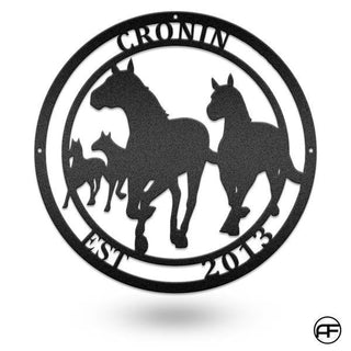 Custom Welcome Sign Horses Farm Idea Personalized Horse Metal Sign, Horseshoe Art, Western Decor, Initial Metal Sign, Housewarming Gift, Farmhouse Decor Afcultures Metal Wall Art Decor, Metal Laser Cut Metal Signs Custom Gift Ideas