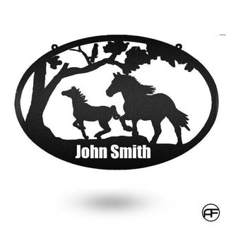 Couple Horse Art Personalized Horse Metal Sign, Horseshoe Art, Western Decor, Initial Metal Sign, Housewarming Gift, Farmhouse Decor Afculture Metal Wall Art, Metal Laser Cut Metal Signs Custom Gift Ideas