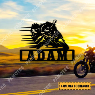 Custom Name Biker Racing Metal Art, Wall Decor For Garage, Metal Laser Cut Metal Signs Custom Gift Ideas