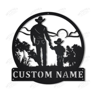 Cowboy And Son Personalized Monogram Metal Wall Decor, Cut Metal Sign, Metal Wall Art, Metal House Sign, Metal Laser Cut Metal Signs Custom Gift Ideas