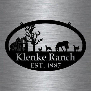 Metal Farm Sign , Barn And Horse, Chicken, Dog, And Goat Personalized Family Name Metal Sign Wedding Gift Personalized Gift, Laser Cut Metal Signs Custom Gift Ideas