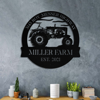 Metal Farm Sign Tractor Monogram, Custom Outdoor Farmhouse, Front Gate, Metal Laser Cut Metal Signs Custom Gift Ideas