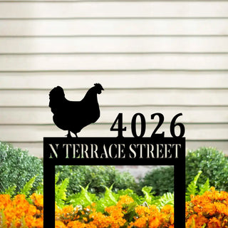 Customized Address Number Chicken Metal Sign, Hen Sign, Farmhouse Steel Art, Metal Laser Cut Metal Signs Custom Gift Ideas