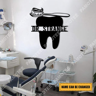 Customized Name Tooth And Toothbrush Metal Art, Dentist Clinic Wall Hanging, Metal Laser Cut Metal Signs Custom Gift Ideas