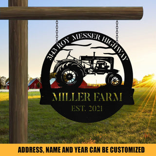 Metal Farm Sign Tractor Monogram, Custom Outdoor Farmhouse, Front Gate, Metal Laser Cut Metal Signs Custom Gift Ideas