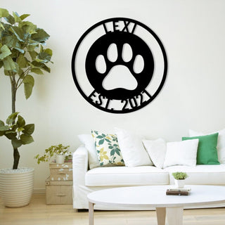 Personalized Dog Paw Metal Sign, Custom Pet Art Gift For Dog Lovers, Metal Laser Cut Metal Signs Custom Gift Ideas