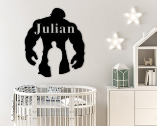 Custom Name Sign, Personalized Hulk Name Sign, Custom Metal Superhero, Metal Nursery Wall Hanger, Hulk Home Decor, Hulk Hero Gift Ideas, Metal Laser Cut Metal Signs Custom Gift Ideas