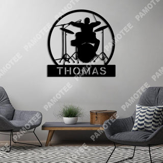 Personalized Drummer Male Metal Sign, Steel Gift For Drum Lovers, Metal Laser Cut Metal Signs Custom Gift Ideas