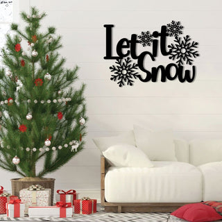 Let It Snow Christmas Metal Sign, Housewarming Wall Art, Metal Laser Cut Metal Signs Custom Gift Ideas