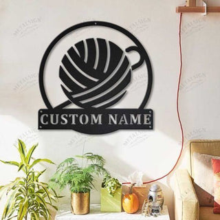 Personalized Crochet Monogram Metal Wall Decor Ii, Cut Metal Sign, Metal Wall Art, Metal House Sign, Metal Laser Cut Metal Signs Custom Gift Ideas