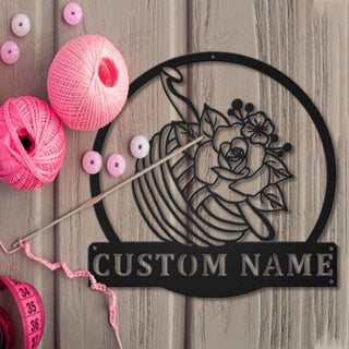 Personalized Crochet Monogram Metal Wall Decor Vi, Cut Metal Sign, Metal Wall Art, Metal House Sign, Metal Laser Cut Metal Signs Custom Gift Ideas