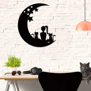 Girl And Cat Metal Wall, Personalized Metal Sign, Cat Deoor, Love Cat, Sign For House, Wall Decor, Best Gift For Cat Lady, Laser Cut Metal Signs Custom Gift Ideas