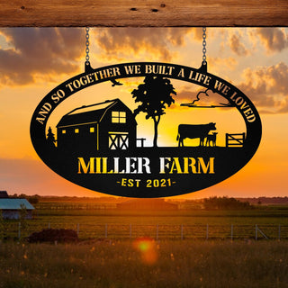 Personalized Metal Farm Sign Barn Cow Cattle Monogram, Custom Outdoor Farmhouse, Metal Laser Cut Metal Signs Custom Gift Ideas