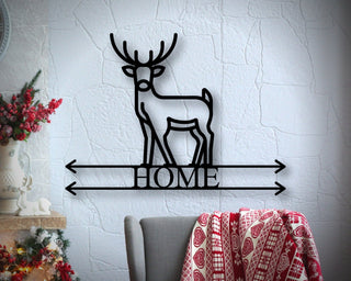 Personalized Metal Family Deer Sign, Metal House Number Deer Sign, Front Porch Sign,address Sign,metal Deer Sign,custom Deer Sign,deer Decor, Laser Cut Metal Signs Custom Gift Ideas