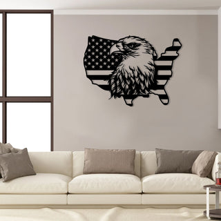 Bald Eagle American Flag Veteran Metal Sign, Veterans Day Gift For Proud Soldiers, Metal Laser Cut Metal Signs Custom Gift Ideas