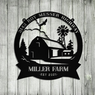 Personalized Metal Farm Sign Barn Windmill, Custom Outdoor, Entry Road, Front Gate, Metal Laser Cut Metal Signs Custom Gift Ideas