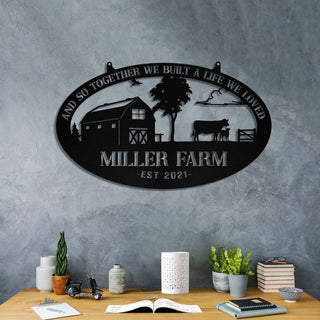 Personalized Metal Farm Sign Barn Cow Cattle Monogram, Custom Outdoor Farmhouse, Metal Laser Cut Metal Signs Custom Gift Ideas