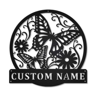 Personalized Butterfly And Flower Metal Sign Art, Custom Butterfly And Flower Metal Sign, Birthday Gift, Animal Funny, Father's Day Gift, Laser Cut Metal Signs Custom Gift Ideas