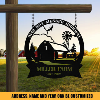 Personalized Metal Farm Sign Barn Windmill, Custom Outdoor, Entry Road, Front Gate, Metal Laser Cut Metal Signs Custom Gift Ideas