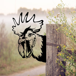 Funny Rooster Metal Art, Tree Stake, Chicken Decor, Metal Laser Cut Metal Signs Custom Gift Ideas