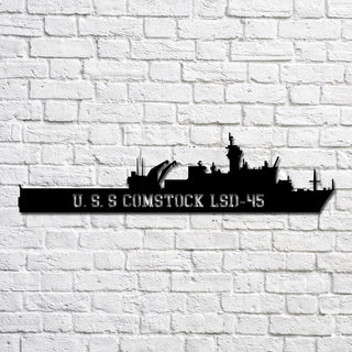 Aeticon PrintPrint U.s.s Comstock Lsd45 Navy Ship Metal Art, Custom Us Navy Ship Cut Metal Sign, Gift For Navy Veteran, Navy Ships Silhouette Metal Art, Navy Home Decor Laser Cut Metal Signs Custom Gift Ideas