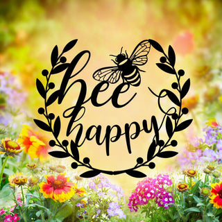 Bee Happy Weatherproof Metal Art, Honey Home Decor, Metal Laser Cut Metal Signs Custom Gift Ideas