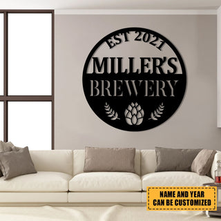 Personalized Beer Hops Brewery Metal Bar Sign, Metal Laser Cut Metal Signs Custom Gift Ideas