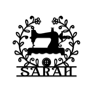 Sewing Machine Metal Sign, Custom Quilting, Seamstress, Tailor Room Metal Art, Metal Laser Cut Metal Signs Custom Gift Ideas