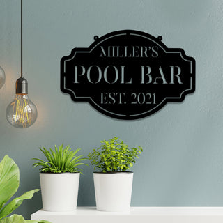 Personalized Metal Pool Bar Sign, Custom Pub, Lounge, Caf? Wall Decor, Wedding Art Gift For Him/her, Metal Laser Cut Metal Signs Custom Gift Ideas