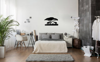 Africa Wall Art, Safari Animals Wall Decor, Elephants And Tree Wall Decor, Housewarming Gift, Above Bed Wall Decor, Abstract Safari Art, Metal Laser Cut Metal Signs Custom Gift Ideas