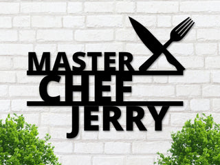 Personalized Master Chef Sign, Personalized Chef Sign, Personalized Kitchen Sign, Chef Sign, Kitchen Decor, Out Door Kitchen Metal Sign, Laser Cut Metal Signs Custom Gift Ideas