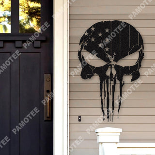 Punisher Skull Metal Art, Door Hanging, Gift For Veterans, Soldiers, Metal Laser Cut Metal Signs Custom Gift Ideas