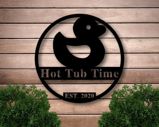 Personalized Hot Tub Sign With Duck, Custom Hot Tub Metal Sign, Metal Rubber Duck Sign, Custom Metal Sign, Custom Baby Shower Gift ,, Laser Cut Metal Signs Custom Gift Ideas