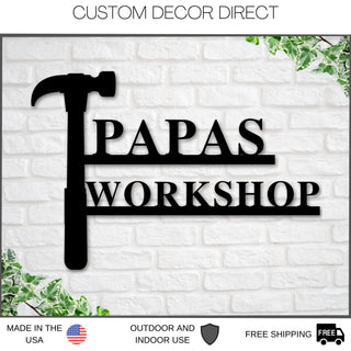 Aeticon PrintPrint Papa's Workshop Sign In A Saw Blade, Crescent Wrench & Hammer Art, Gifts For Papa, Woodworker Sign, Custom Workshop Sign, Gift For Papa Laser Cut Metal Signs Custom Gift Ideas