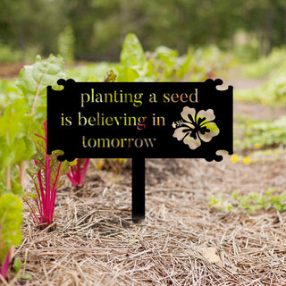 Planting A Seed Is Believing In Tomorrow Metal Garden Sign, Metal Laser Cut Metal Signs Custom Gift Ideas