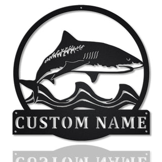 Personalized Tiger Shark Monogram Metal Sign Art, Custom Shark Monogram Metal Sign, Birthday Gift, Animal Funny, Father's Day Gift, Laser Cut Metal Signs Custom Gift Ideas